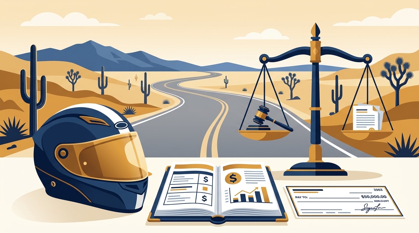 Hero illustration for How Much Is a Motorcycle Accident Claim Worth in California?