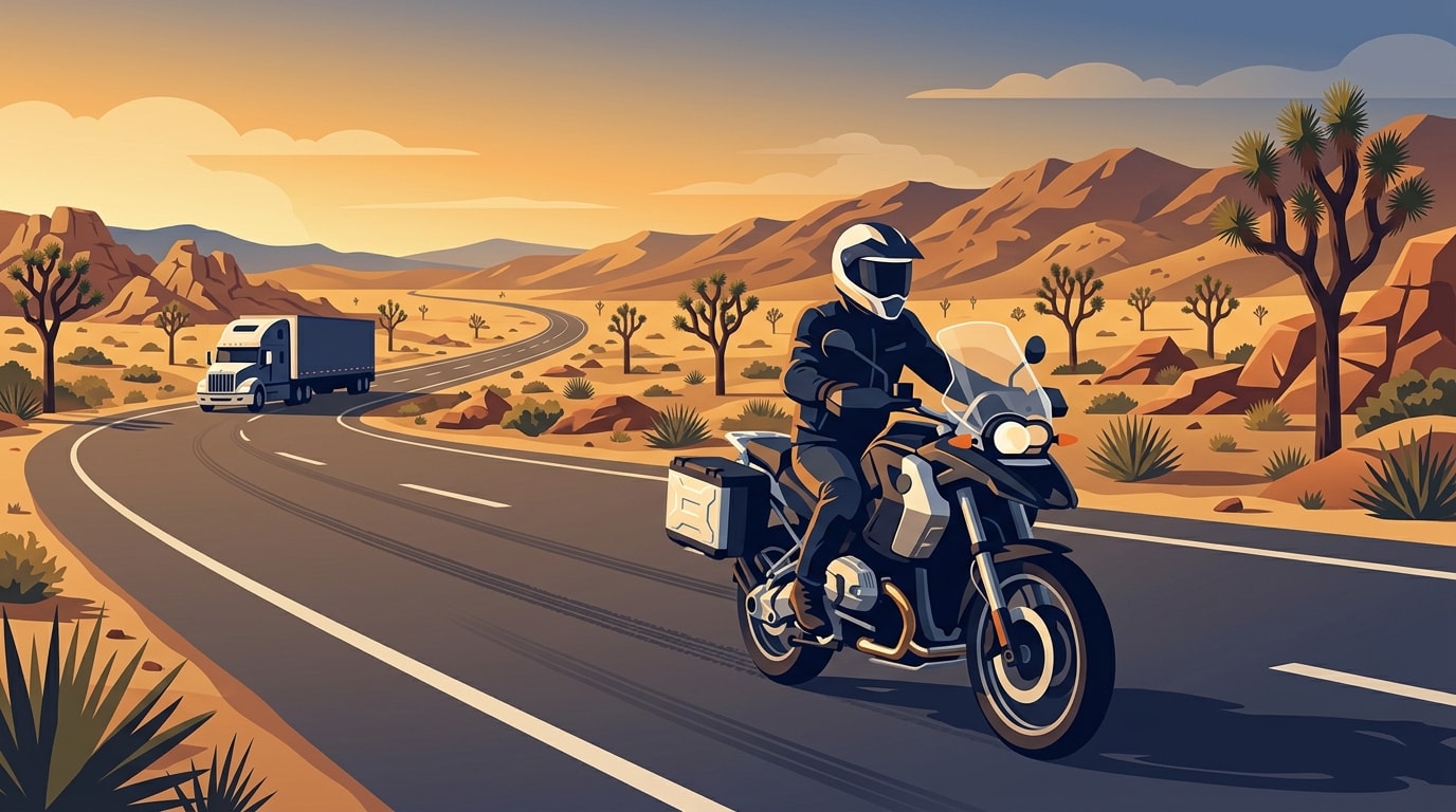 Hero illustration for Motorcycle Accidents on the I-15 and Bear Valley Road