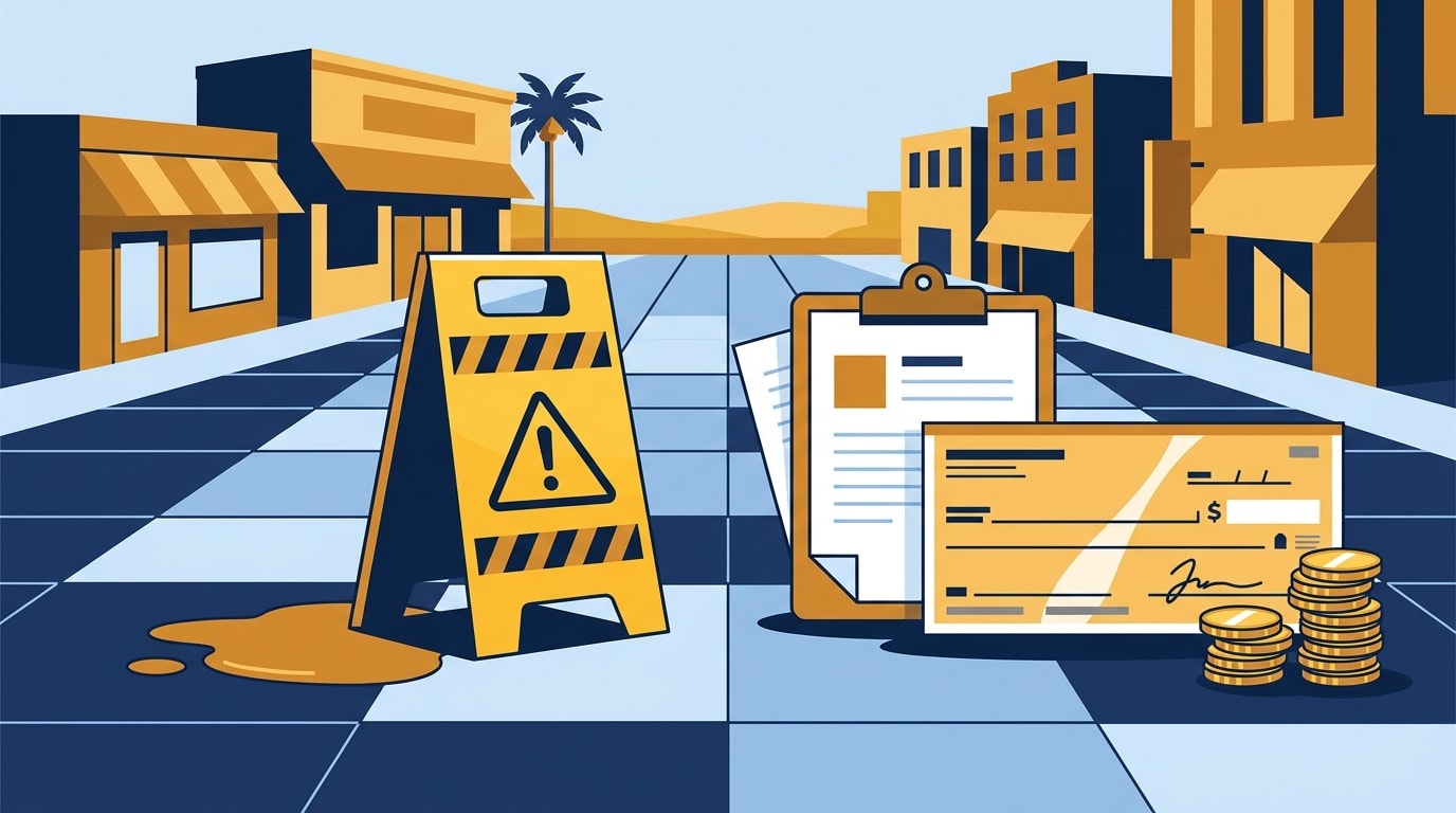 Hero illustration for How Much Is a Slip and Fall Claim Worth in California?